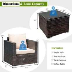 Costway 3PCS Patio Rattan Outdoor Furniture Set W/ Cushioned Sofa Coffee Table 12 Costway 3PCS Patio Rattan Outdoor Furniture Set W/ Cushioned Sofa Coffee Table -Sunnydaze Decor Store GUEST 19544e71 6eef 4cc4 97b3 3c14d4b2208f