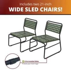 Kinger Home 3-Piece Outdoor Patio Bistro Table And Chairs Set Of 2, Rattan Wicker Cast Aluminum Patio Furniture, Green -Sunnydaze Decor Store GUEST 195fc154 45e9 4f23 9832 30299cc84e49