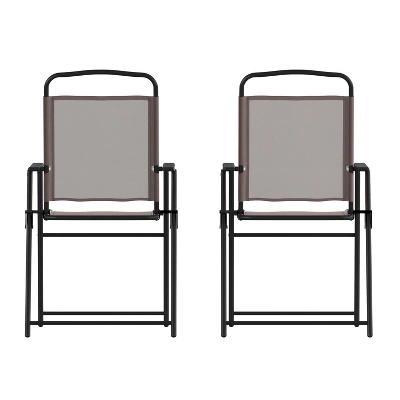 Emma And Oliver Set Of 2 Textilene Folding Sling Style Patio Chairs With Armrests 13 Emma And Oliver Set Of 2 Textilene Folding Sling Style Patio Chairs With Armrests - Image 13