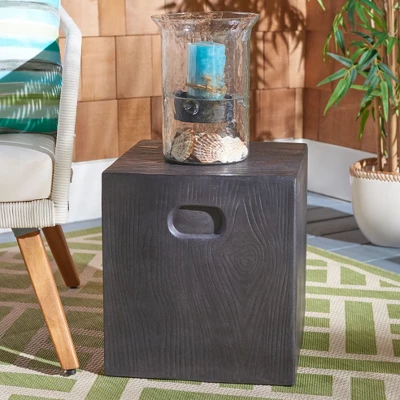 Cube Indoor/Outdoor Modern Concrete Accent Table - Black - Safavieh 2 Cube Indoor/Outdoor Modern Concrete Accent Table - Black - Safavieh - Image 2