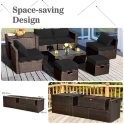 Tangkula 9PCS Outdoor Patio Furniture Set With 30" Propane Fire Pit Table PE Wicker Space-Saving Sectional Sofa Set W/ Storage Box & Cushions -Sunnydaze Decor Store GUEST 1ba92c59 773d 4e87 b45c 8a578f9d102b
