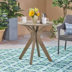 Stamford Round Acacia Wood Bistro Table With X Legs - Gray - Christopher Knight Home -Sunnydaze Decor Store GUEST 1d51b941 9d4c 4ae2 aed8 be5a0857532e