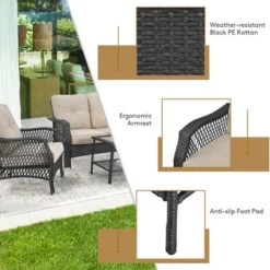 Costway 4PCS Patio Wicker Furniture Set Loveseat Sofa Coffee Table W/ Cushion 16 Costway 4PCS Patio Wicker Furniture Set Loveseat Sofa Coffee Table W/ Cushion -Sunnydaze Decor Store GUEST 1d947fe1 48cc 46f0 813f 3c22dc5f27ee