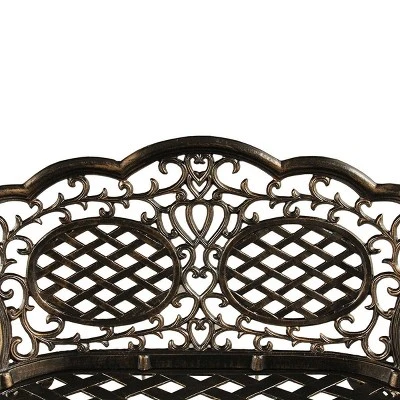 Ornate Traditional Aluminum Patio Bench - Bronze - Oakland Living 4 Ornate Traditional Aluminum Patio Bench - Bronze - Oakland Living - Image 4