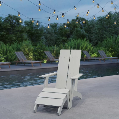 Merrick Lane Modern All-Weather Poly Resin Wood Adirondack Ottoman Foot Rest 6 Merrick Lane Modern All-Weather Poly Resin Wood Adirondack Ottoman Foot Rest - Image 6