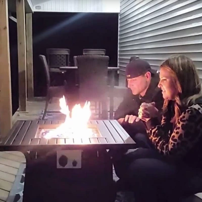 5pc Patio Dining Set With Square Steel Fire Pit With Faux Wood Tabletop & Rattan 360 Swivel Chairs - Captiva Designs 8 5pc Patio Dining Set With Square Steel Fire Pit With Faux Wood Tabletop & Rattan 360 Swivel Chairs - Captiva Designs - Image 8