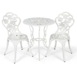 Costway 3PCS Cast Aluminum Patio Bistro Furniture Set Rose Design Outdoor White 16 Costway 3PCS Cast Aluminum Patio Bistro Furniture Set Rose Design Outdoor White -Sunnydaze Decor Store GUEST 203d4d13 8b36 4a65 b54c 531c65cb51e9