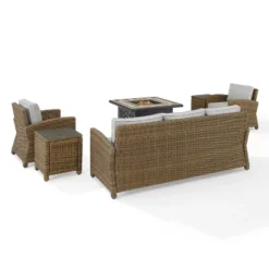 Bradenton 5pc Outdoor Wicker Conversation Set With Fire Table - Crosley -Sunnydaze Decor Store GUEST 20d88c7b 39d1 4261 acf6 74a6429b234d