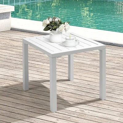 Outdoor Aluminum Square Side Table - White - Crestlive Products 1 Outdoor Aluminum Square Side Table - White - Crestlive Products