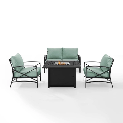 Kaplan 4pc Outdoor Conversation Set With Dante Fire Table - Mist - Crosley 1 Kaplan 4pc Outdoor Conversation Set With Dante Fire Table - Mist - Crosley