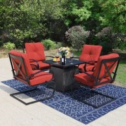 5pc Outdoor Set With Spring Motion Chairs & 28" Fire Table - Captiva Designs -Sunnydaze Decor Store GUEST 23323a03 89a0 4fb1 99a9 b342bfd5b3d7