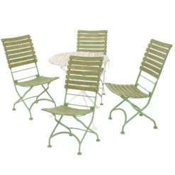 Sunnydaze Decor Sunnydaze Indoor/Outdoor Shabby Chic Cafe Chestnut Wood Folding Bistro Table And Chairs - 5pc -Sunnydaze Decor Store GUEST 23cc649d f342 420b ad4b f00ed8f2998c