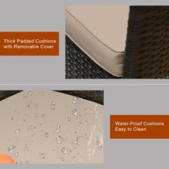 Costway 9PCS Patio Rattan Dining Set 8 Chairs Cushioned Acacia Table Top -Sunnydaze Decor Store GUEST 243bdf23 9c7d 4892 ac6c f5992e31c27e