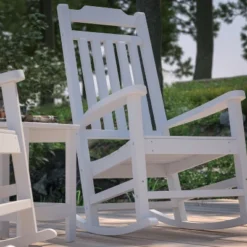 Merrick Lane Poly Resin Indoor/Outdoor Rocking Chair With Side Table -Sunnydaze Decor Store GUEST 25d397f2 ea35 4f59 b1b9 304963d430e7
