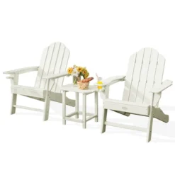 Costway 3PCS Patio Adirondack Chair & Side Table Set Weather Resistant W/ Cup Holder -Sunnydaze Decor Store GUEST 267378c4 96b0 4a11 9f62 df49a73e0743