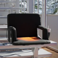 Flash Furniture Extra Wide Foldable Reclining Heated Stadium Chair With Backpack Straps - Black -Sunnydaze Decor Store GUEST 27a8f42e d479 4966 a4a5 f8b018fe64a8