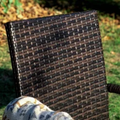 3pc Patio Dining Set With 22" Square Metal Table With Umbrella Hole & 2 Rattan Chairs - Black - Captiva Designs -Sunnydaze Decor Store GUEST 27adf620 21cf 400b a30e 8abfa236bab5