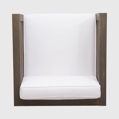 Oana 2pk Acacia Wood Club Chairs - Gray/White - Christopher Knight Home 4 Oana 2pk Acacia Wood Club Chairs - Gray/White - Christopher Knight Home - Image 4