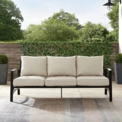 Kaplan Outdoor Metal Sofa Oil Rubbed Bronze With Cushions - Crosley -Sunnydaze Decor Store GUEST 28fe4d4d ae12 433d bd79 380591f7bff0