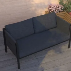 Merrick Lane Outdoor Love Seat/Sofa With Removable Fabric Cushions And Steel Frame -Sunnydaze Decor Store GUEST 2971f58f 65bb 4a50 bee3 79d97290d1fa