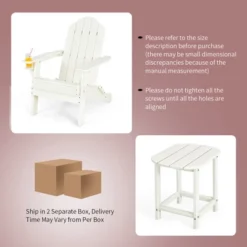Costway 2PCS Patio Adirondack Chair Side Table Set Weather Resistant Cup Holder -Sunnydaze Decor Store GUEST 2b2aae09 4ba9 4d81 b98e b250ca610366