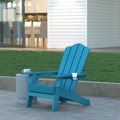 Emma And Oliver Adirondack Chair With Cup Holder, Weather Resistant HDPE Adirondack Chair 1 Emma And Oliver Adirondack Chair With Cup Holder, Weather Resistant HDPE Adirondack Chair