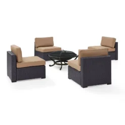 Biscayne 5pc Outdoor Wicker Conversation Set With 4 Armless Chairs & Fire Pit - Mocha - Crosley 12 Biscayne 5pc Outdoor Wicker Conversation Set With 4 Armless Chairs & Fire Pit - Mocha - Crosley -Sunnydaze Decor Store GUEST 2be72252 634c 49cc b723 0f87042a4637