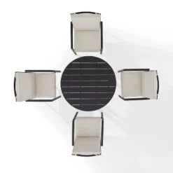 5pc Kaplan Outdoor Steel Round Dining Set Oatmeal/Bronze - Crosley -Sunnydaze Decor Store GUEST 2bf9dc59 c2da 40e8 90ca 2883f7c520da