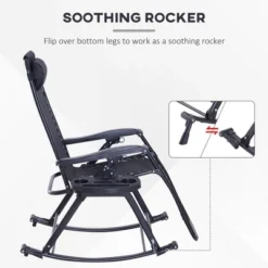 Outsunny Zero Gravity Reclining Rocking Chair, Lounge Rocker, Folding, Pillow, Side Tray, Cup And Phone Holder 13 Outsunny Zero Gravity Reclining Rocking Chair, Lounge Rocker, Folding, Pillow, Side Tray, Cup And Phone Holder -Sunnydaze Decor Store GUEST 2ca8b810 a368 439c 957c e72aee19cbcf