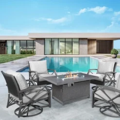 Kinger Home Novi 5-Piece Rattan Wicker Propane Fire Pit Set With An Aluminum Frame 26 Kinger Home Novi 5-Piece Rattan Wicker Propane Fire Pit Set With An Aluminum Frame -Sunnydaze Decor Store GUEST 2ce93755 dd5b 4c95 baf6 b4bbab204ac4