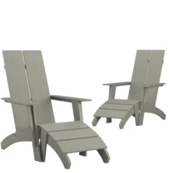 Emma And Oliver Set Of 2 Indoor/Outdoor 2-Slat Adirondack Style Chairs & Footrests -Sunnydaze Decor Store GUEST 2da324f0 0bf9 445e 9862 be762a8f044c
