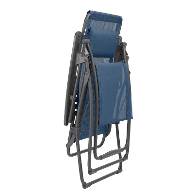 Lafuma Futura XL Zero Gravity Portable Ergonomic Outdoor Patio Steel Framed Recliner Folding Lounge Chair With Headrest Cushion, Ocean Blue (2 Pack) 2 Lafuma Futura XL Zero Gravity Portable Ergonomic Outdoor Patio Steel Framed Recliner Folding Lounge Chair With Headrest Cushion, Ocean Blue (2 Pack) - Image 2
