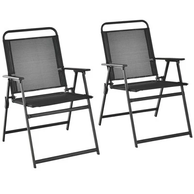 Costway 2pcs Patio Folding Chairs Heavy-Duty Metal Frame Armrests Portable Outdoor 9 Costway 2pcs Patio Folding Chairs Heavy-Duty Metal Frame Armrests Portable Outdoor - Image 9