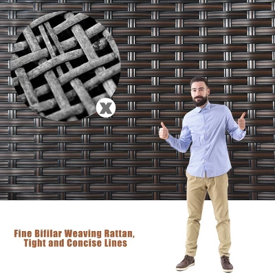 Costway 8PCS Patio Rattan Conversation Furniture Set Cushioned Seat Glass Table 7 Costway 8PCS Patio Rattan Conversation Furniture Set Cushioned Seat Glass Table - Image 7