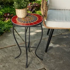 Outdoor Mosaic Accent Side Table - Haven Way -Sunnydaze Decor Store GUEST 2ec43188 0ff2 4257 8ad0 fa1bd9036274