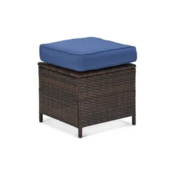 6pc Wicker Outdoor Conversation Set With Cushions & Ottomans - Blue - EDYO LIVING -Sunnydaze Decor Store GUEST 2fb7da9d c4d8 42f5 b90e e6b1a6167a6f