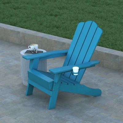 Emma And Oliver Adirondack Chair With Cup Holder, Weather Resistant HDPE Adirondack Chair 3 Emma And Oliver Adirondack Chair With Cup Holder, Weather Resistant HDPE Adirondack Chair - Image 3