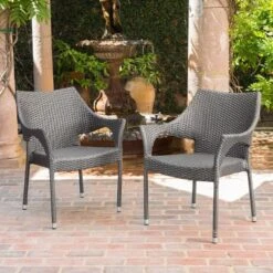 Arden 5pc Wicker Patio Dining Set - Gray - Christopher Knight Home -Sunnydaze Decor Store GUEST 301b8786 e1f8 48f2 9670 5273f28250ae