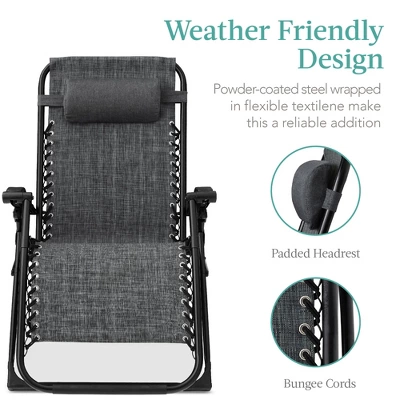 Best Choice Products Oversized Zero Gravity Chair, Folding Recliner W/ Removable Cushion, Side Tray 2 Best Choice Products Oversized Zero Gravity Chair, Folding Recliner W/ Removable Cushion, Side Tray - Image 2
