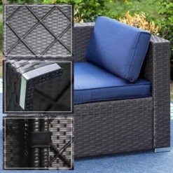 4pc Patio Wicker Sectional Set - Navy - Captiva Designs -Sunnydaze Decor Store GUEST 3078b348 92ee 4ef8 88cd 752dcbc58a8a