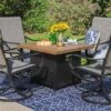 5pc Patio Dining Set With 34" Square Fire Pit Table & Swivel Arm Chairs - Captiva Designs
