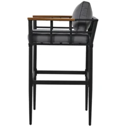 Steel Outdoor Dinner Set With Acacia Wood Handrails For Patio, Balcony Or Backyard,Black - ModernLuxe -Sunnydaze Decor Store GUEST 3305be81 cf04 4160 ae10 46364a8b4b64