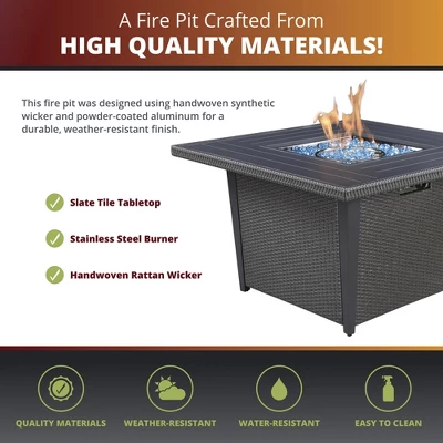 Kinger Home Ethan 5-Piece Rattan Wicker Propane Fire Pit Set With An Aluminum Frame 2 Kinger Home Ethan 5-Piece Rattan Wicker Propane Fire Pit Set With An Aluminum Frame - Image 2