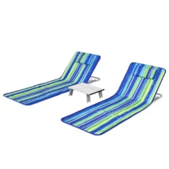 Tangkula 3PCS Folding Beach Mat Set Adjustable Beach Lounge Chair & Side Table Set -Sunnydaze Decor Store GUEST 34a0bafa 68ff 4a85 9aeb 0d260edf1579