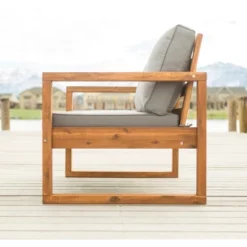 Galia Square Leg Acacia Wood Patio Loveseat With Cushions - Brown - Saracina Home -Sunnydaze Decor Store GUEST 34c230b8 c4f3 4008 8b19 624652108741