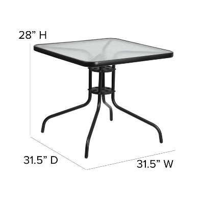 Emma And Oliver Five Piece Patio Dining Set - Square Table With Powder Coated Frame And Tempered Glass Top & 4 Flex Comfort Stack Chairs 4 Emma And Oliver Five Piece Patio Dining Set - Square Table With Powder Coated Frame And Tempered Glass Top & 4 Flex Comfort Stack Chairs - Image 4