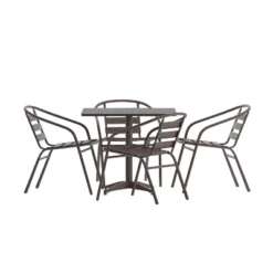 Emma And Oliver 31.5'' Square Aluminum Indoor-Outdoor Table Set With 4 Slat Back Chairs 25 Emma And Oliver 31.5'' Square Aluminum Indoor-Outdoor Table Set With 4 Slat Back Chairs -Sunnydaze Decor Store GUEST 35909a88 140d 4283 94dd 74558656b471