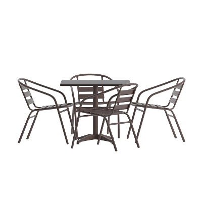 Emma And Oliver 31.5'' Square Aluminum Indoor-Outdoor Table Set With 4 Slat Back Chairs 13 Emma And Oliver 31.5'' Square Aluminum Indoor-Outdoor Table Set With 4 Slat Back Chairs - Image 13