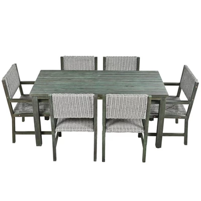 Outdoor 6-Seat Acacia Wood Dining Set For Yard, Terrace, Balcony - ModernLuxe 4 Outdoor 6-Seat Acacia Wood Dining Set For Yard, Terrace, Balcony - ModernLuxe - Image 4