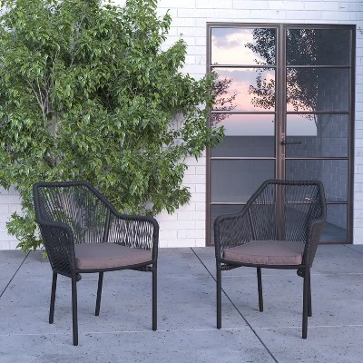Merrick Lane Outdoor Furniture Sets 2 Piece All-Weather Woven Patio Chairs With Cushions 1 Merrick Lane Outdoor Furniture Sets 2 Piece All-Weather Woven Patio Chairs With Cushions